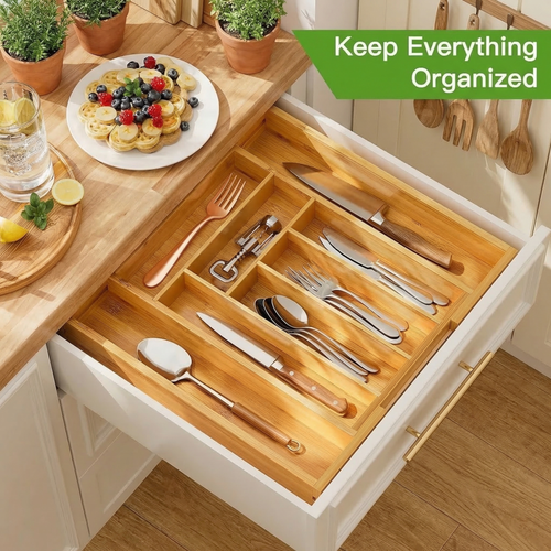 Adjustable Bamboo Drawer Organizer