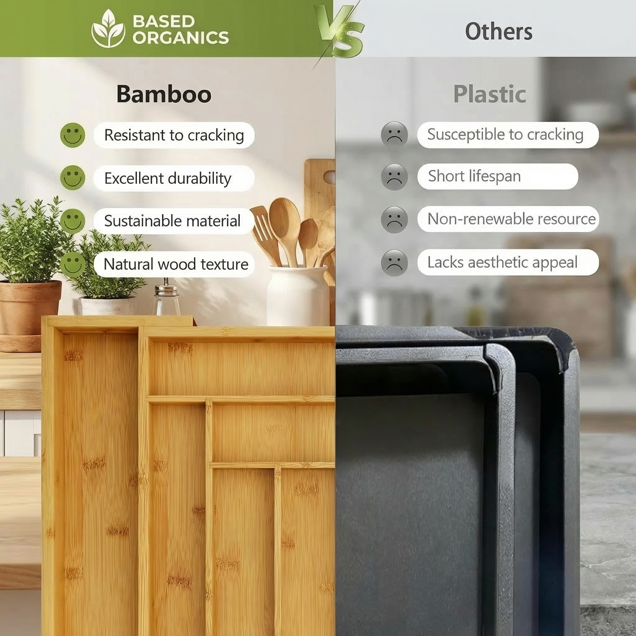 Adjustable Bamboo Drawer Organizer