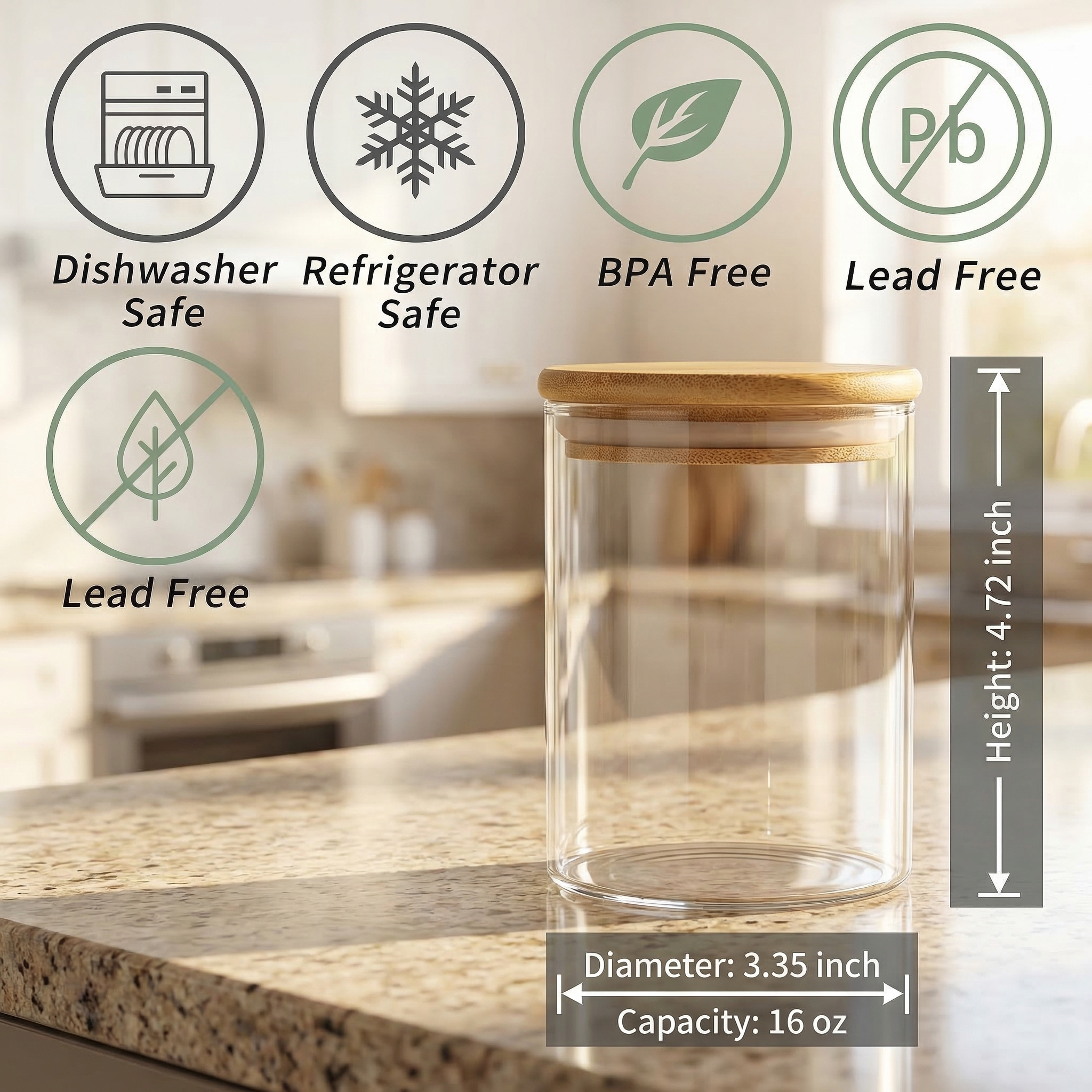 Overnight Oats Jars with Bamboo Lids and Spoons