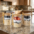 Overnight Oats Jars with Bamboo Lids and Spoons